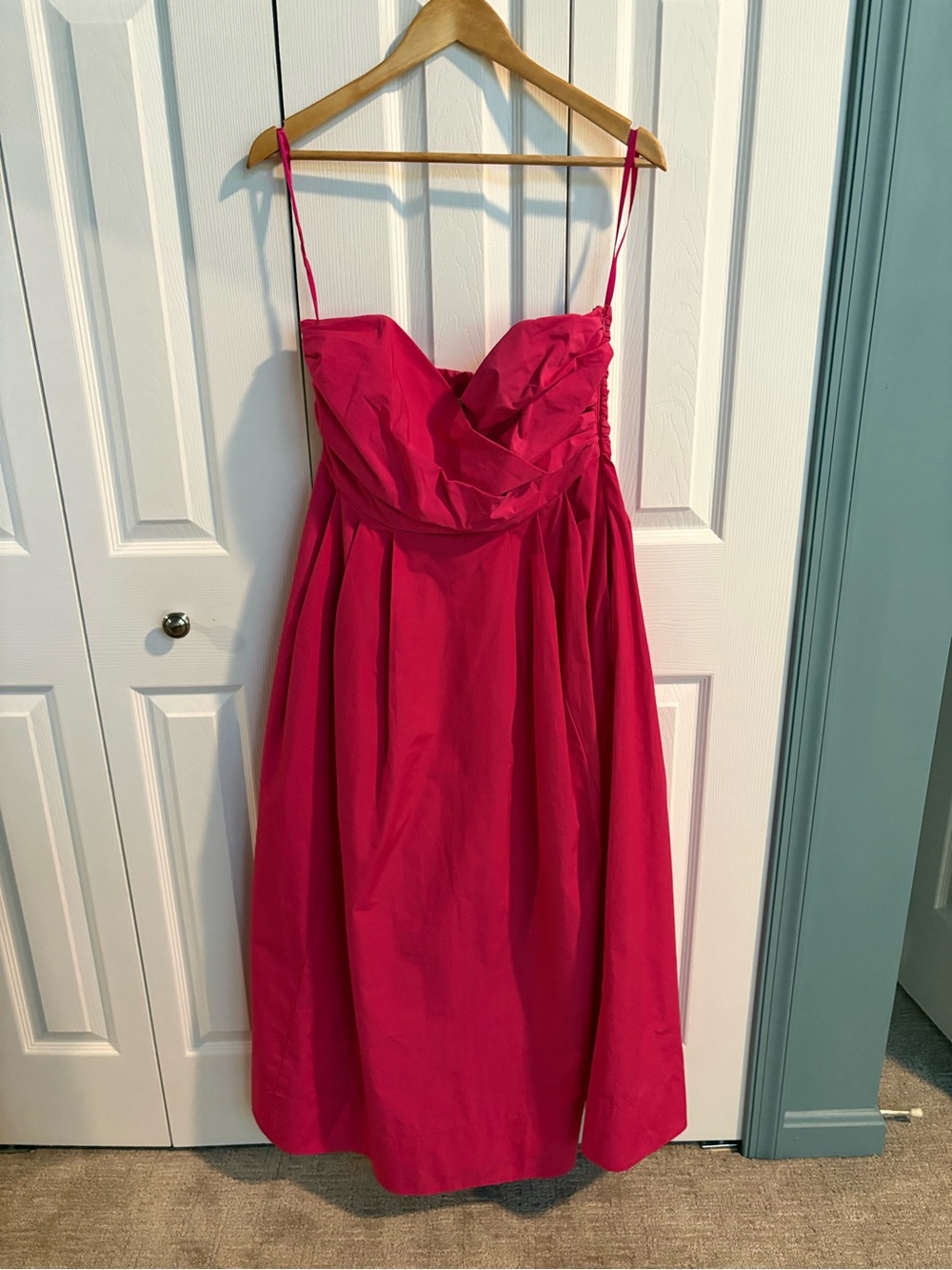 Boden Strapless Taffeta dress in bright pink